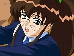 Uma garota de anime peituda faz sexo em um desenho animado.
